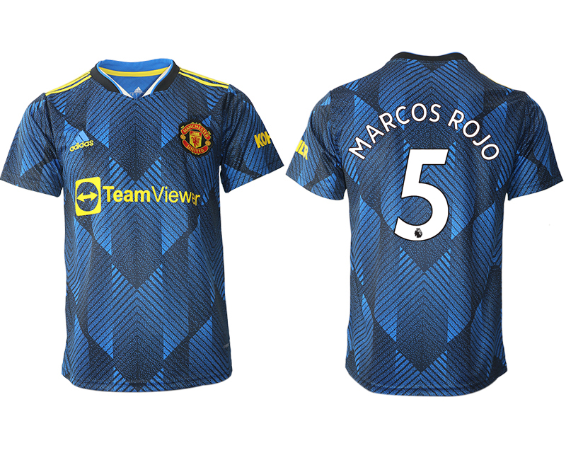 Cheap Men 2021-2022 Club Manchester United Second away aaa version blue 5 Soccer Jersey